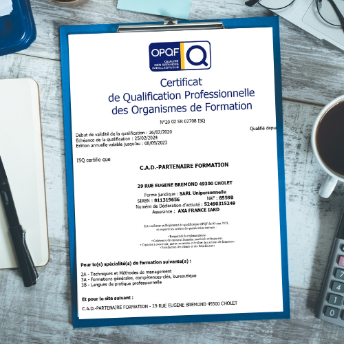 Certificat OPQF 2023